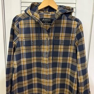 Klim women’s  Navy and Mustard Plaid Button Down Shirt